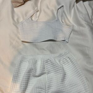 Brand new never worn before White Crop Top and sweats Set